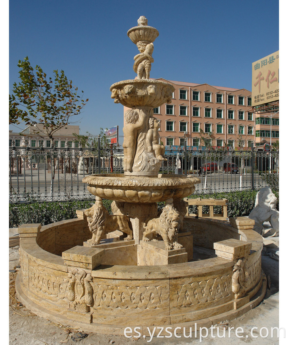 yellow lion water fountain 